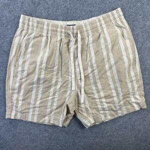 J.Crew Bermuda Shorts Womens Medium Beige Striped Linen Drawstring Casual Beach